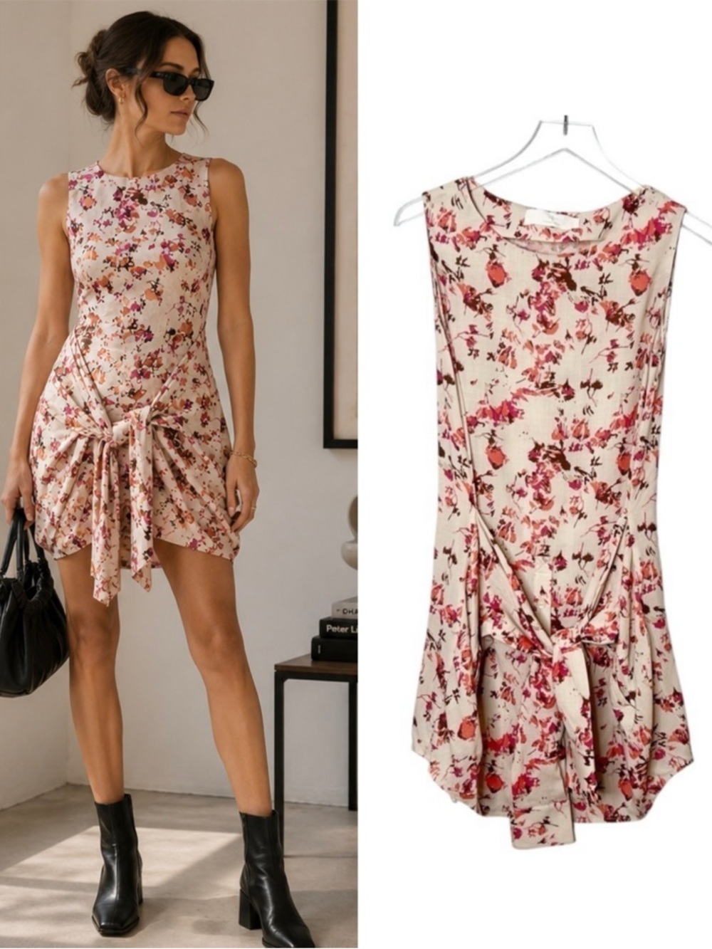 Thakoon Designer Floral Tie Waist Sleeveless Women’s Mini Dress Size 2